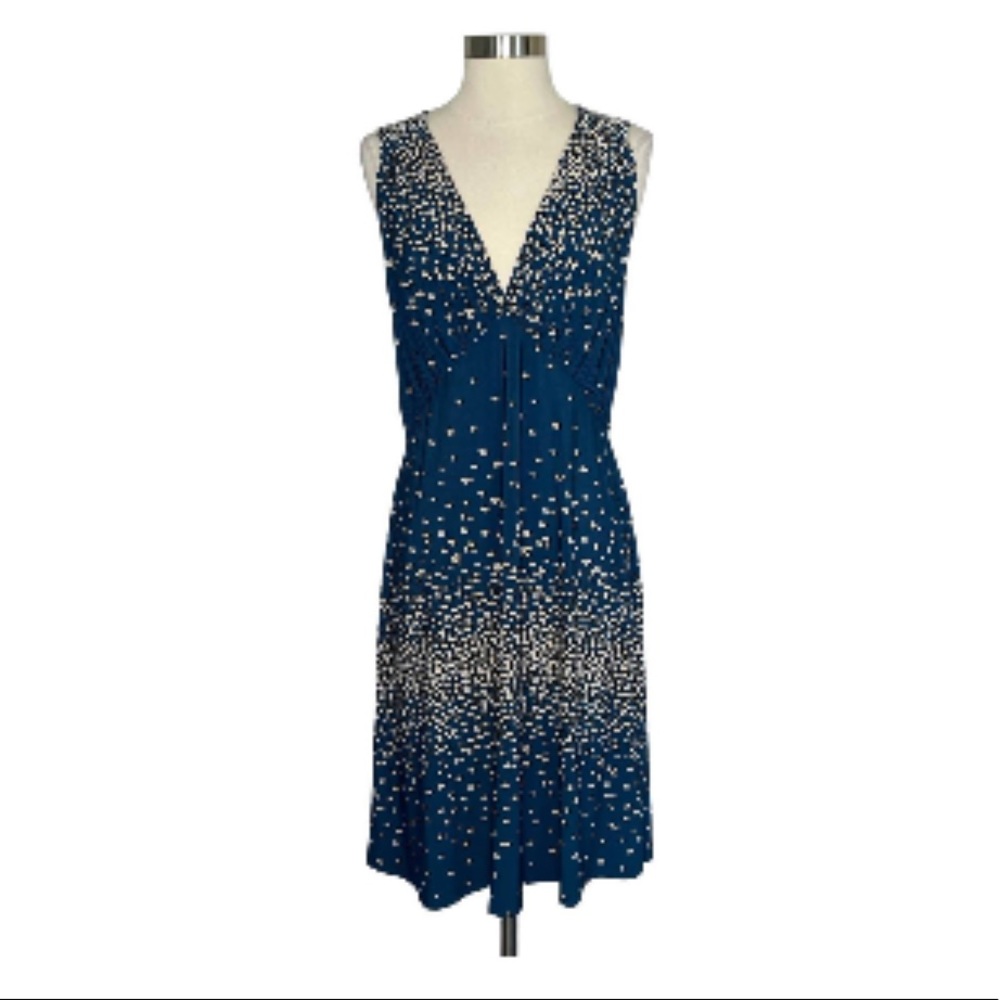 Leota Blue and Cream Dot Sleeveless Dress